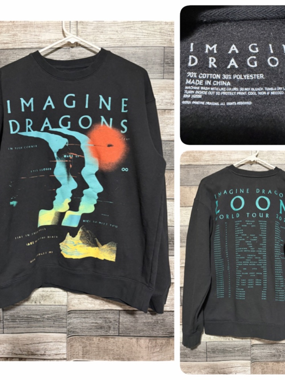 Imagine Dragons Loom Tour 2024 Sweatshirt Men’s L Black Pullover Crewneck